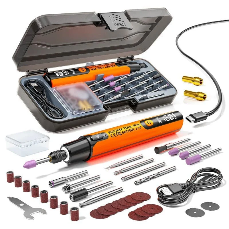 Sakerplus® Mini Electric Rotary Tool Set with LED Light & Digital Display