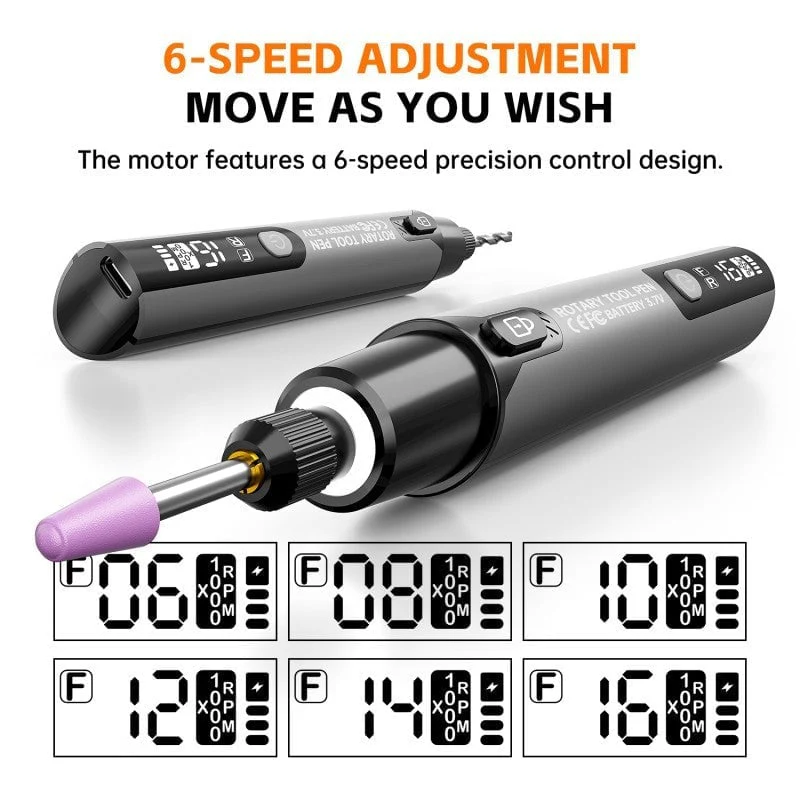 Sakerplus® Mini Electric Rotary Tool Set with LED Light & Digital Display - Image 7