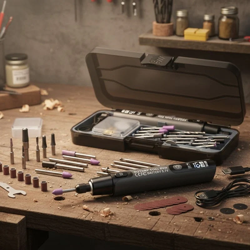 Sakerplus® Mini Electric Rotary Tool Set with LED Light & Digital Display - Image 9