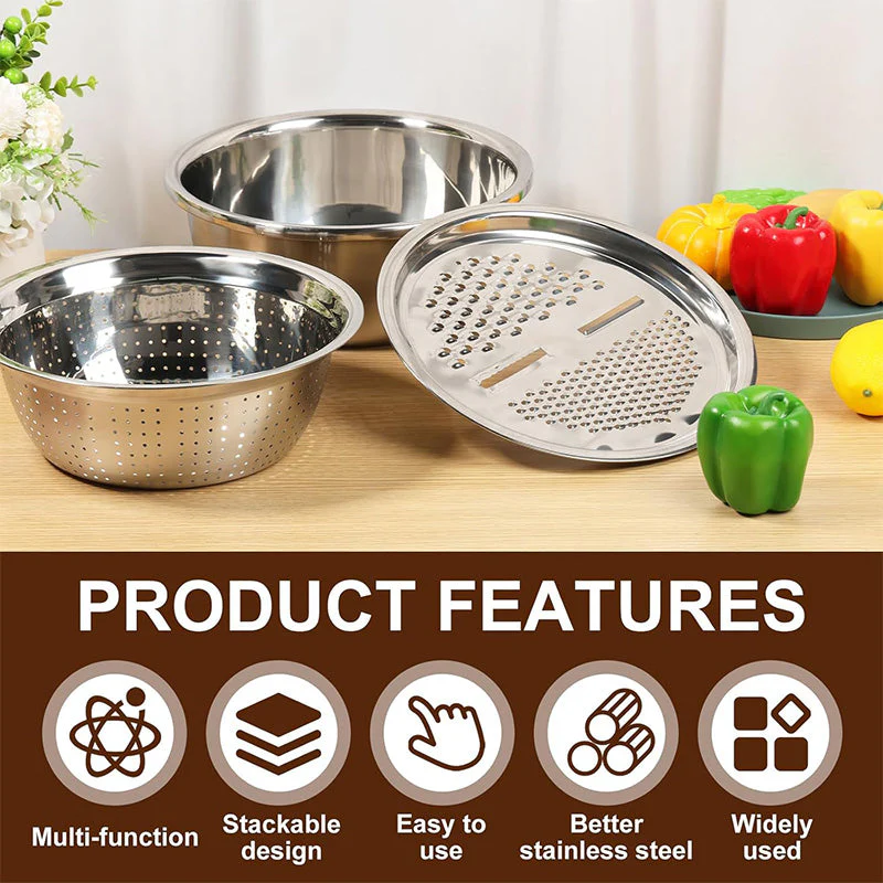 Sakerplus® Multifunctional Stainless Steel Basin With Grater - Image 4