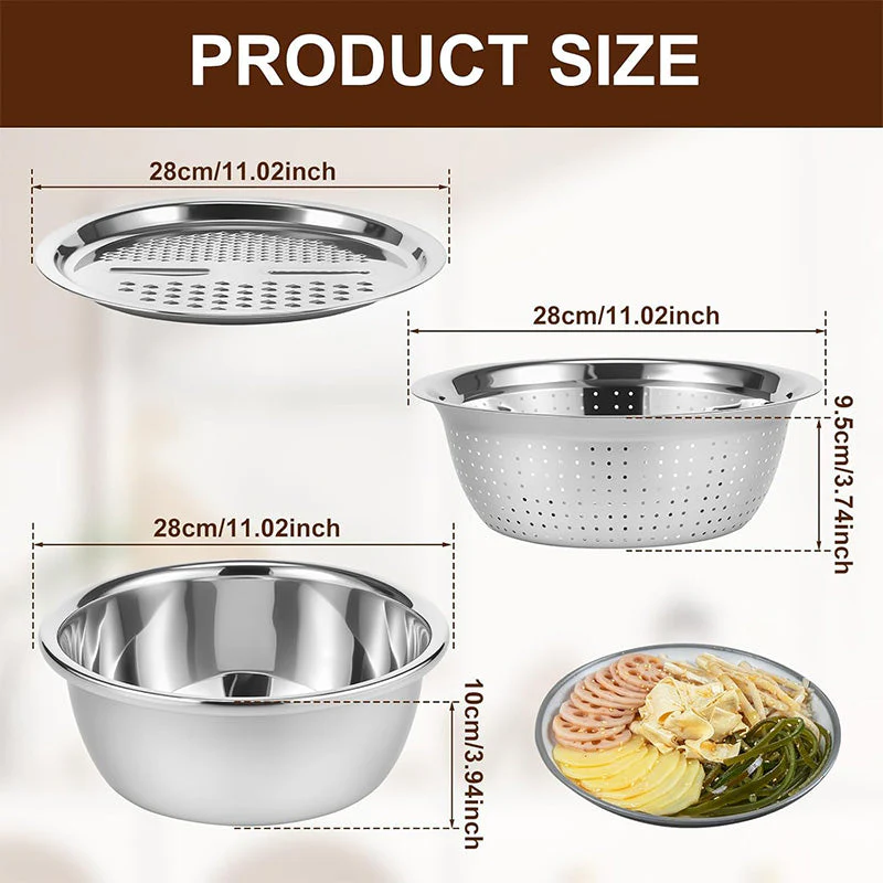 Sakerplus® Multifunctional Stainless Steel Basin With Grater - Image 5