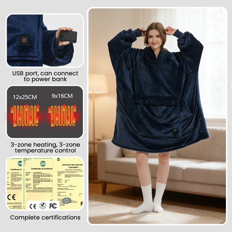 Sakerplus® Oversized Wearable Heated Blanket Hoodie - Image 5