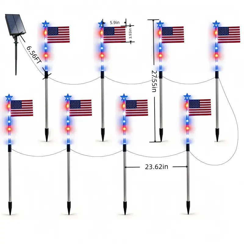 Sakerplus® Patriotic Solar Flag Light Set - Image 3