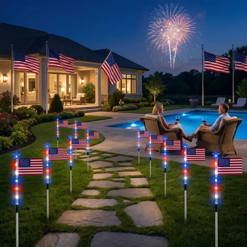 Sakerplus® Patriotic Solar Flag Light Set - Image 8