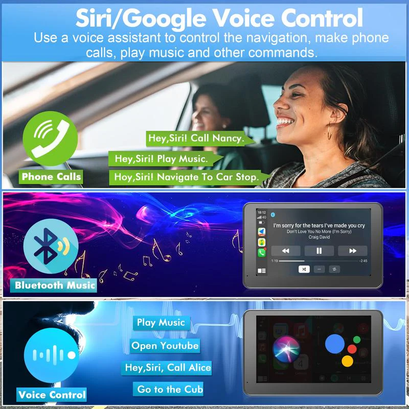 Sakerplus® Portable Wireless CarPlay Touch Screen - Image 6