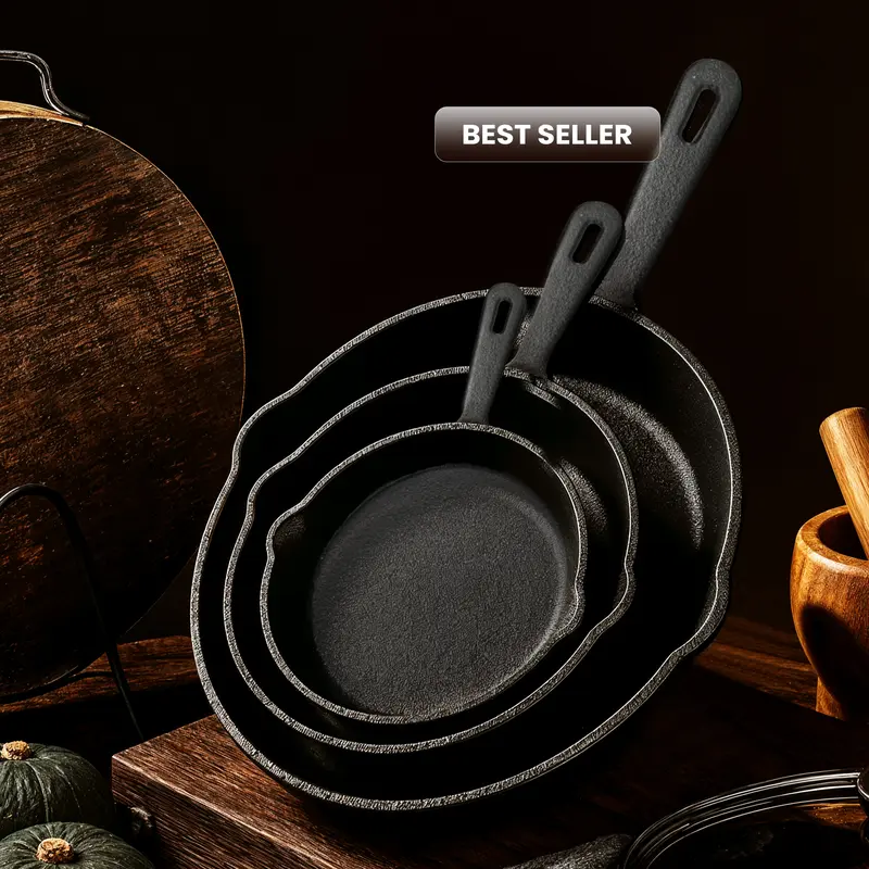 Sakerplus® Pre Seasoned Cast Iron Skillet Set - Image 2