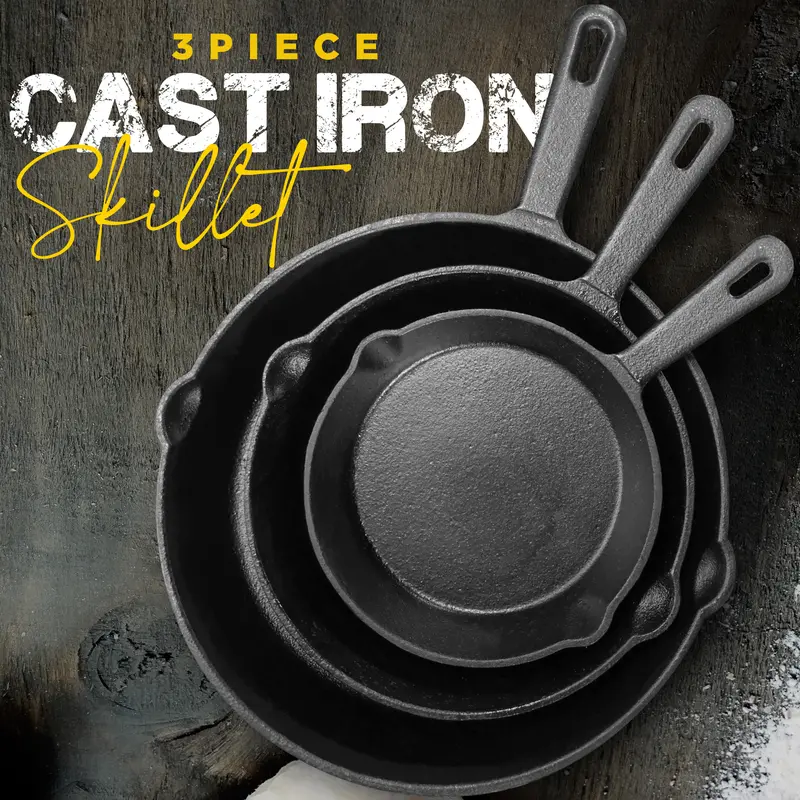 Sakerplus® Pre Seasoned Cast Iron Skillet Set - Image 3