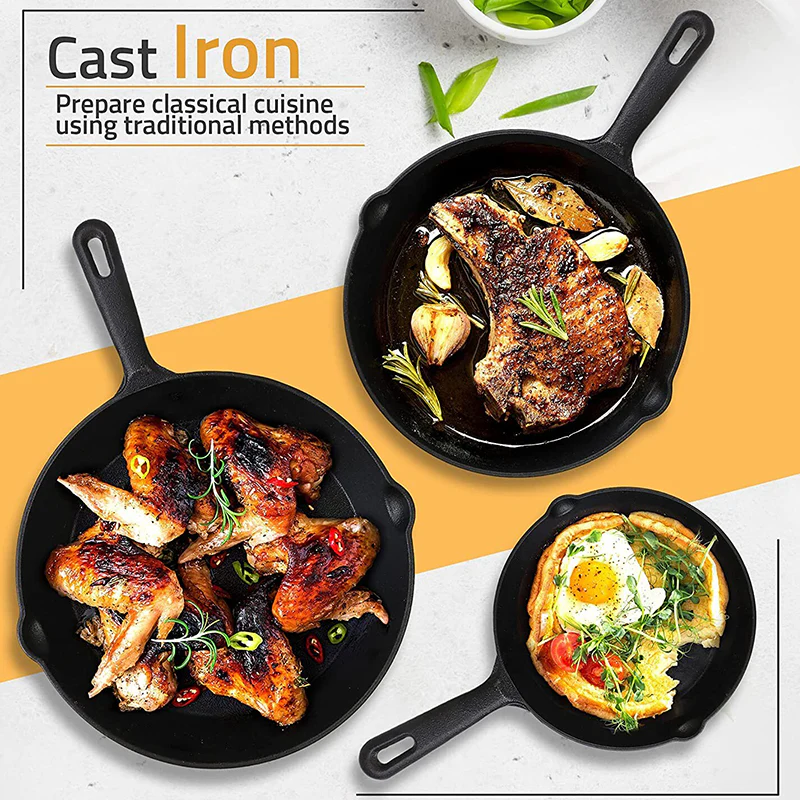 Sakerplus® Pre-Seasoned Cast Iron Skillet Set - Image 3