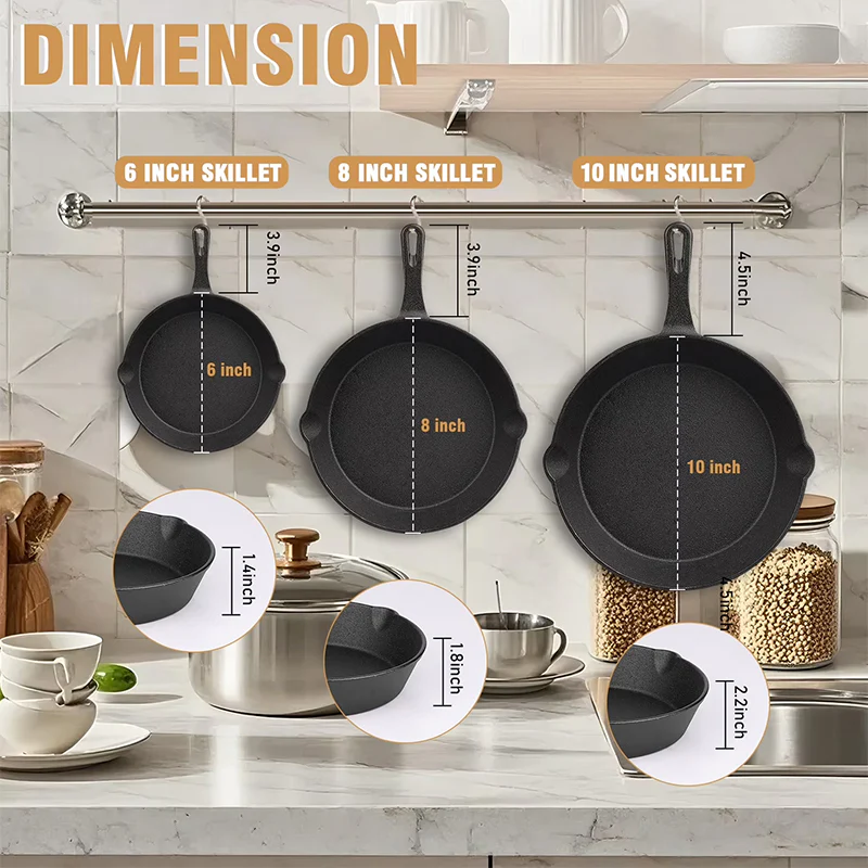 Sakerplus® Pre-Seasoned Cast Iron Skillet Set - Image 9