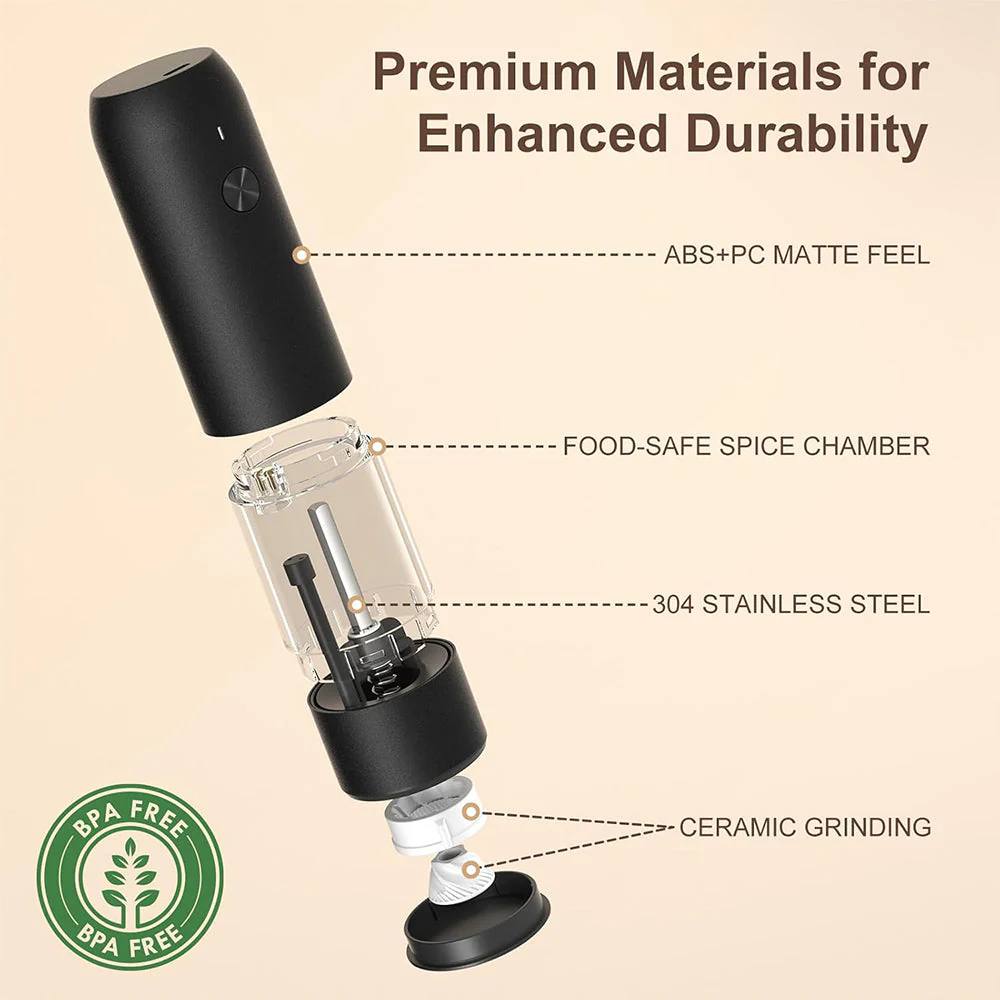 SakerplusĀ® Rechargeable Automatic Adjustable Electric Pepper Grinder - Image 5