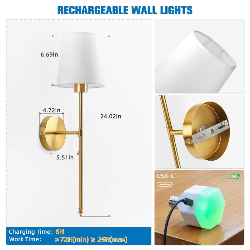 Sakerplus® Rechargeable Battery Operated Wall Sconces - Image 9