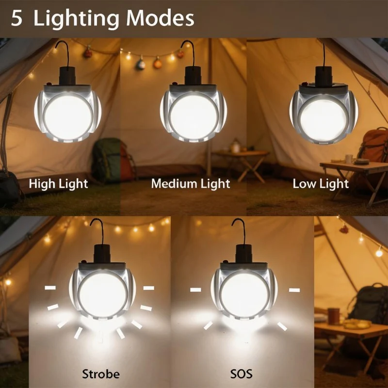 SakerplusĀ® Rechargeable Camping Lantern with Hook - Image 4