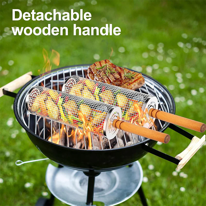 Sakerplus® Rolling Grill Basket Set - Image 4