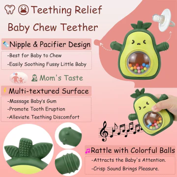Sakerplus® Silicone Avocado Baby Teething Toy - Image 4
