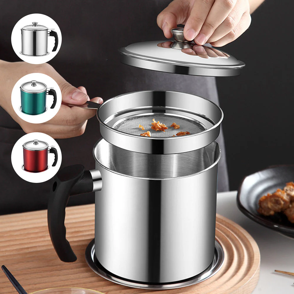 SakerplusĀ® Stainless Steel Oil Pot with Filter - Image 4