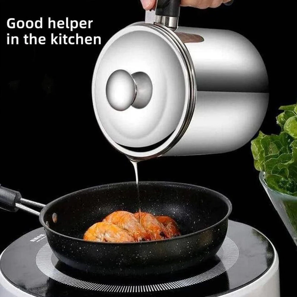 SakerplusĀ® Stainless Steel Oil Pot with Filter - Image 7