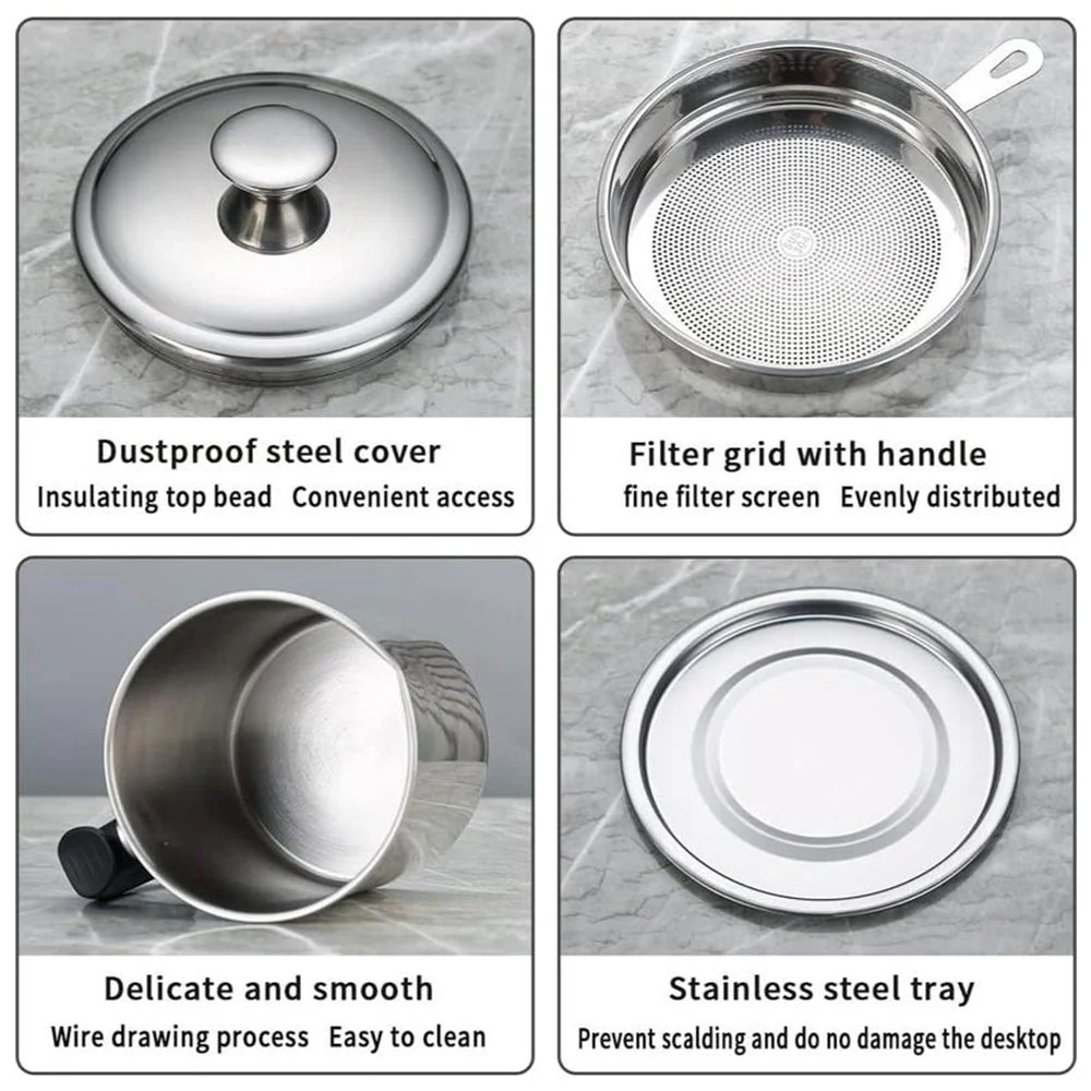 SakerplusĀ® Stainless Steel Oil Pot with Filter - Image 9