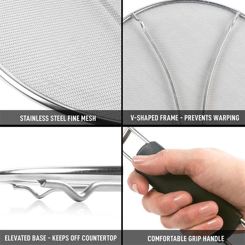 Sakerplus® Stainless Steel Splatter Screen Frying Pan - Image 3