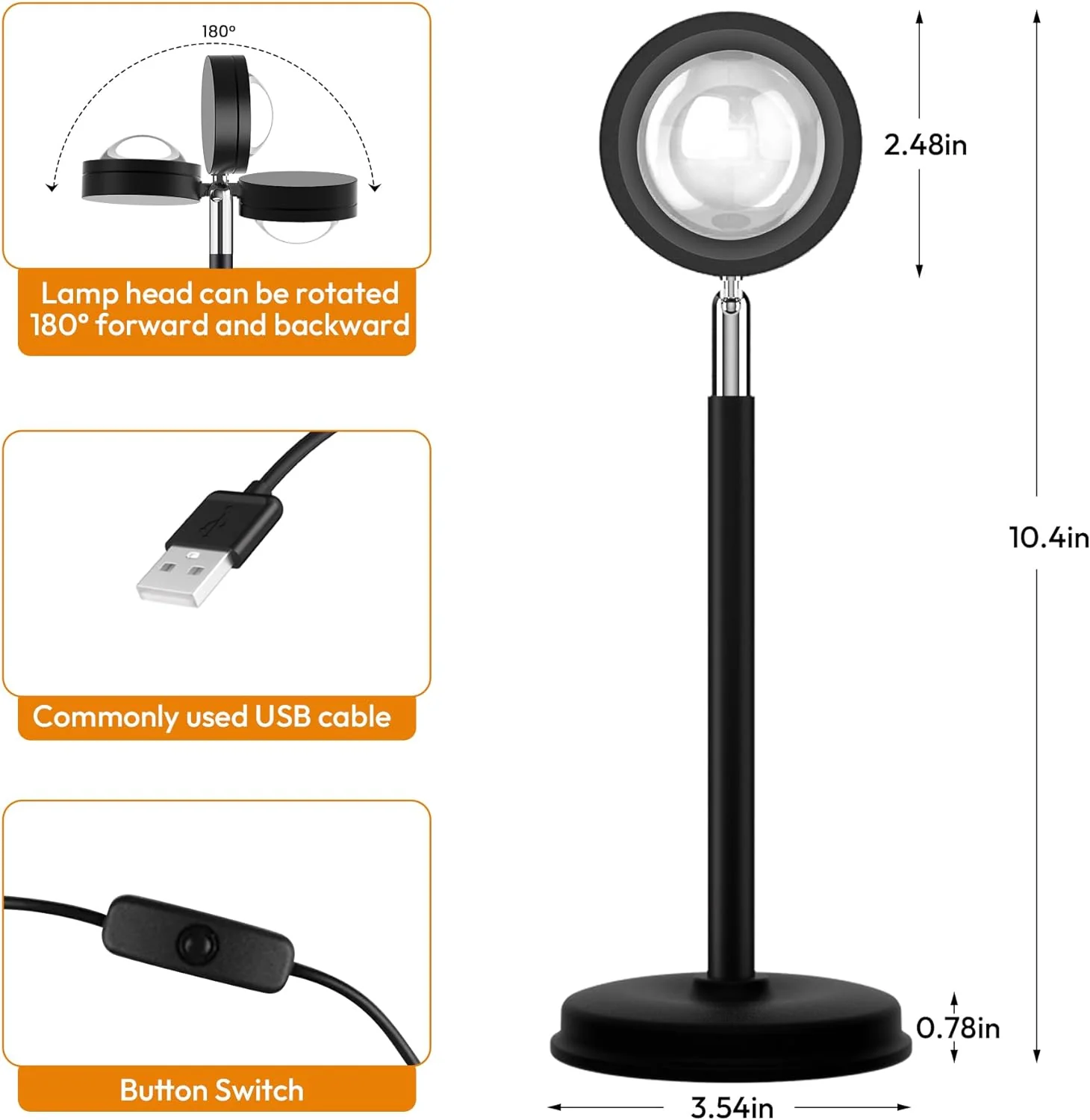 SakerplusĀ® Sunset Lamp Projector With Rotation - Image 4