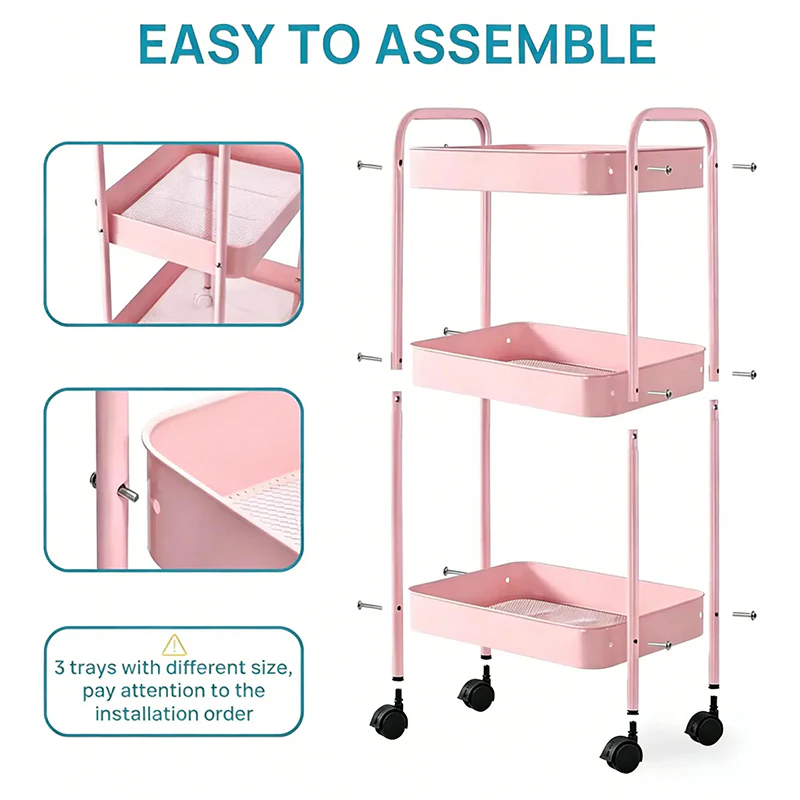 Sakerplus® Three Tier Rolling Storage Cart - Image 3