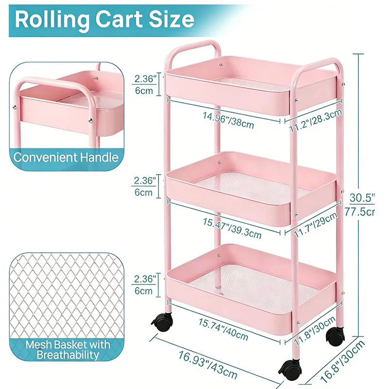 Sakerplus® Three Tier Rolling Storage Cart - Image 4