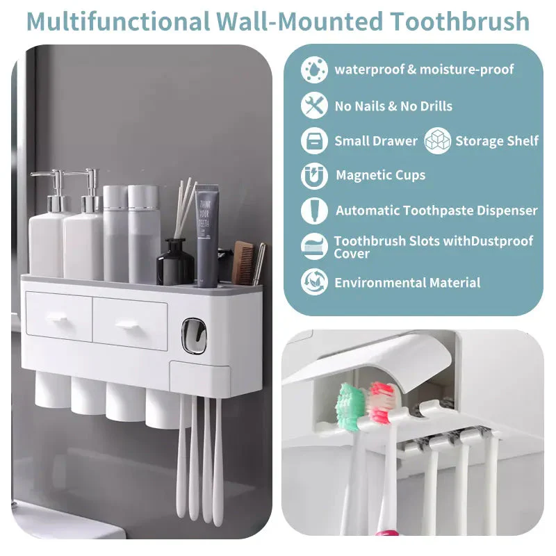 Sakerplus® Tooth Brush Holder For Bathroom Wall Mounted - Image 4