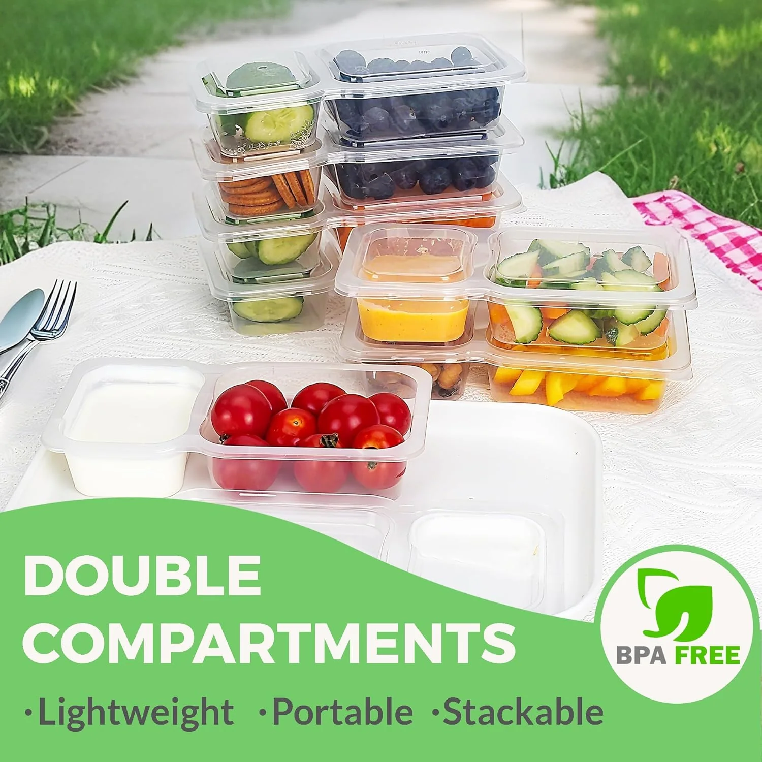 Sakerplus® Two Compartment Snackle Box Container - Image 2