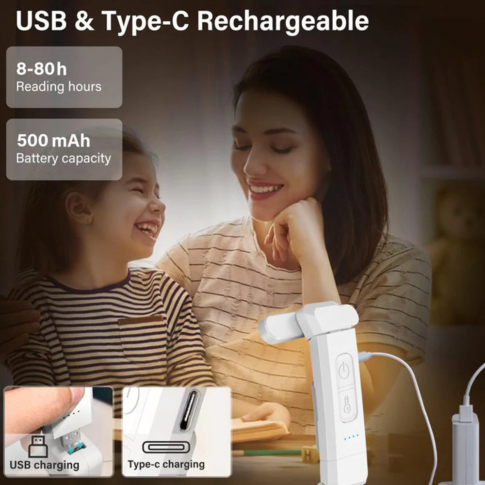 SakerplusĀ® USB Rechargeable Clip-On Reading Light - Image 8