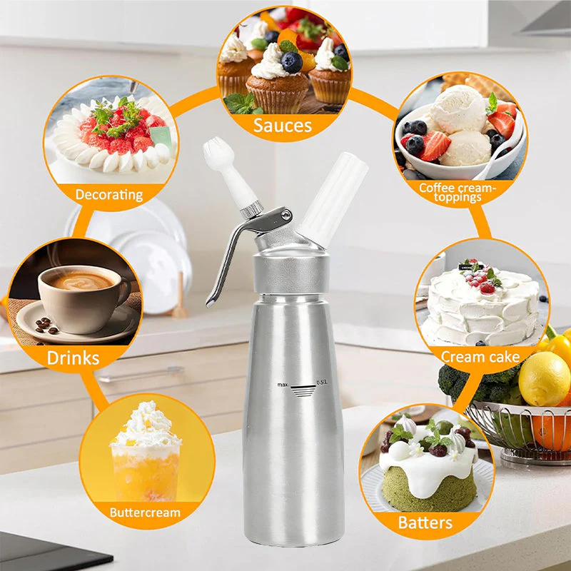 SakerplusĀ® Whipped Cream Dispenser Aluminum Professional - Image 2