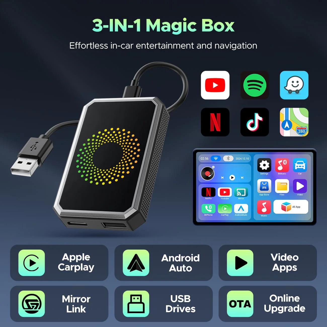 Sakerplus® Wireless CarPlay Adapter Video Box - Image 2