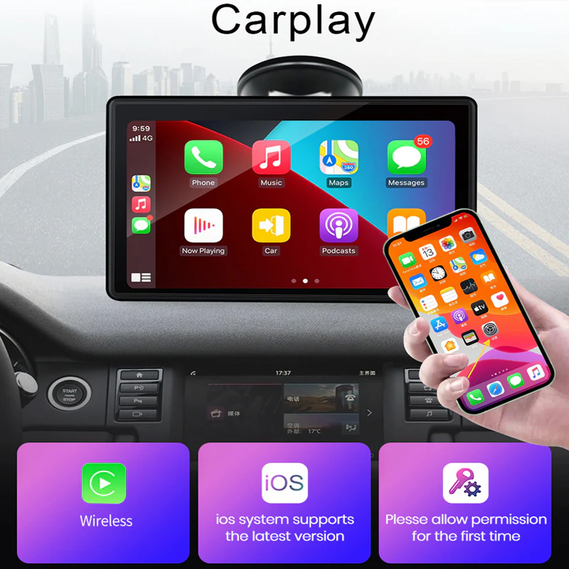 Sakerplus® Wireless CarPlay Portable Touchscreen Stereo - Image 12