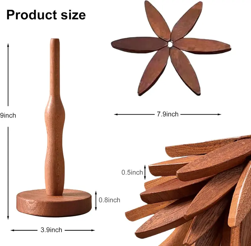 SakerplusĀ® Wooden Tree Trivets For Hot Dishes 4pcs - Image 5