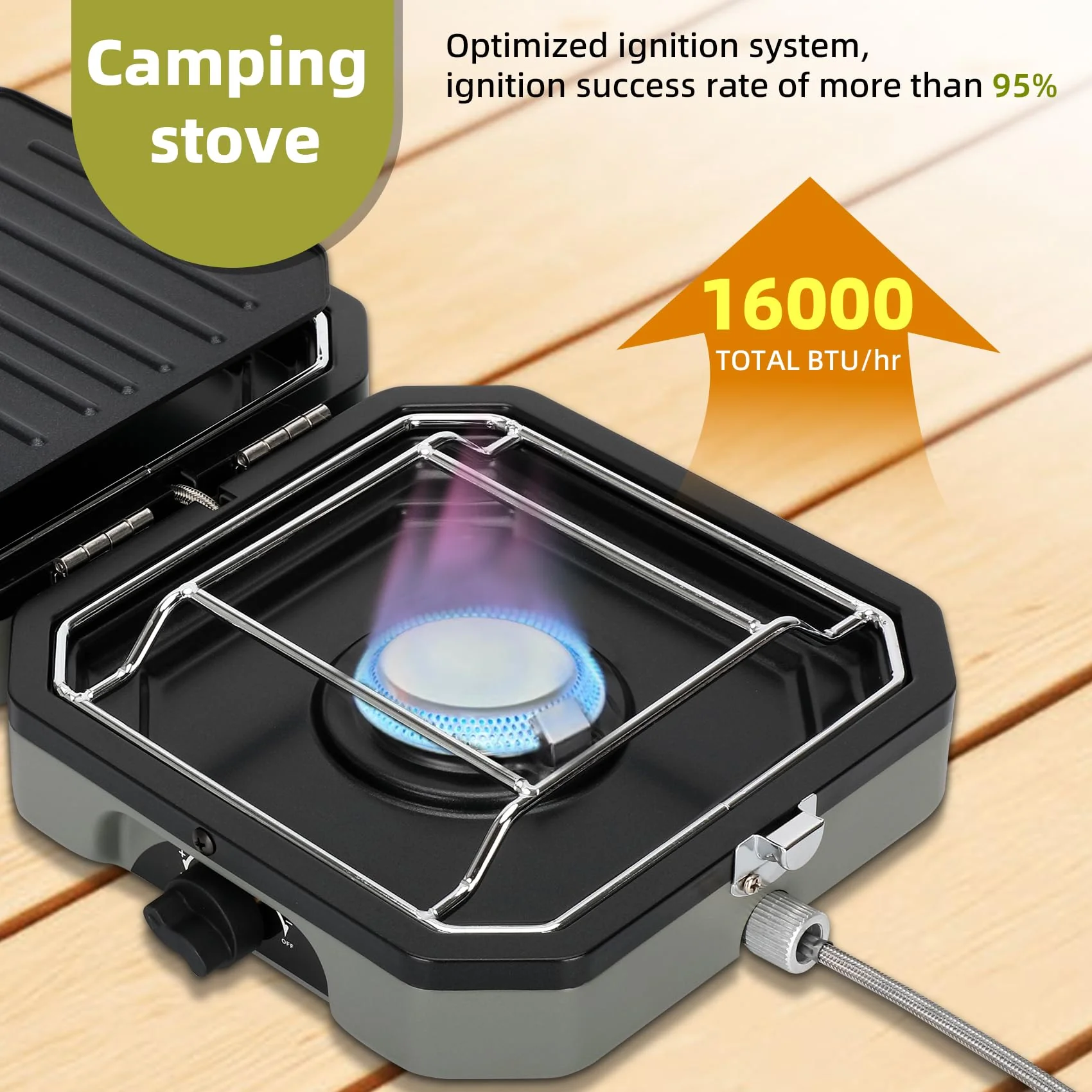 Sakerplus 2 Burner Propane Camping Stove with Grill - Image 3