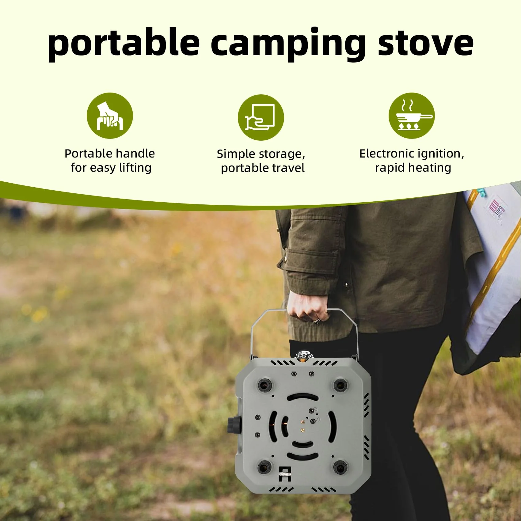 Sakerplus 2 Burner Propane Camping Stove with Grill - Image 4