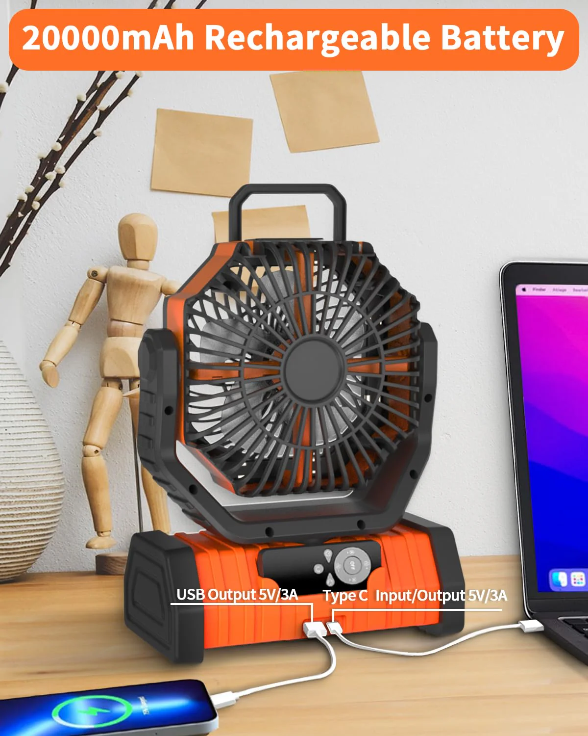 Sakerplus Camping Battery Powered Fan - Image 7