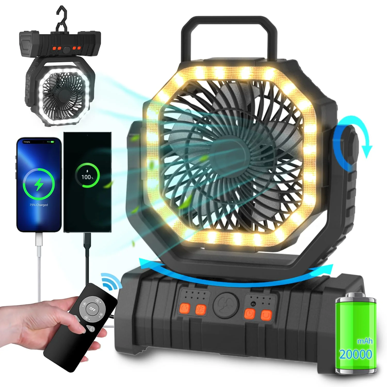 Sakerplus Camping Battery Powered Fan - Image 9