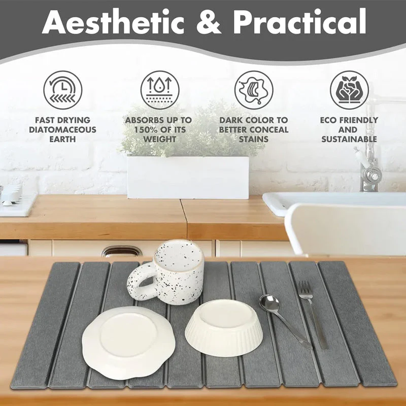 Sakerplus Collapsible Diatomaceous Dish Drying Mat - Image 12