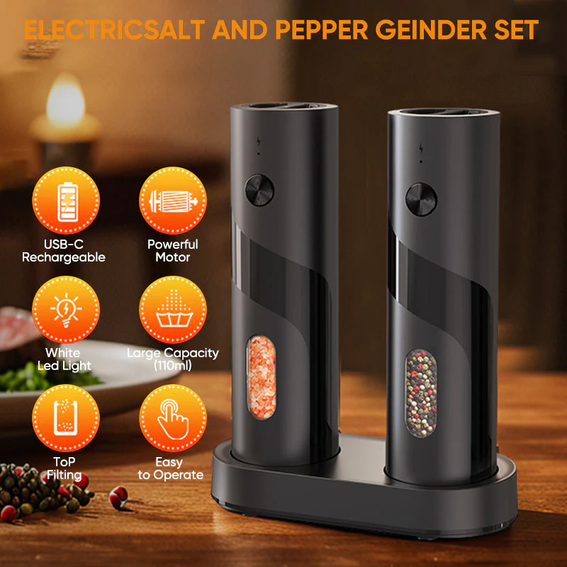 Sakerplus Electric Salt and Pepper Grinder Set with Charging Base - Image 10