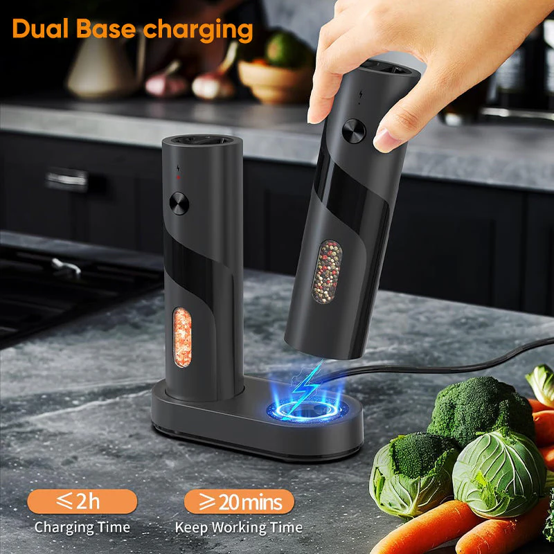 Sakerplus Electric Salt and Pepper Grinder Set with Charging Base - Image 11