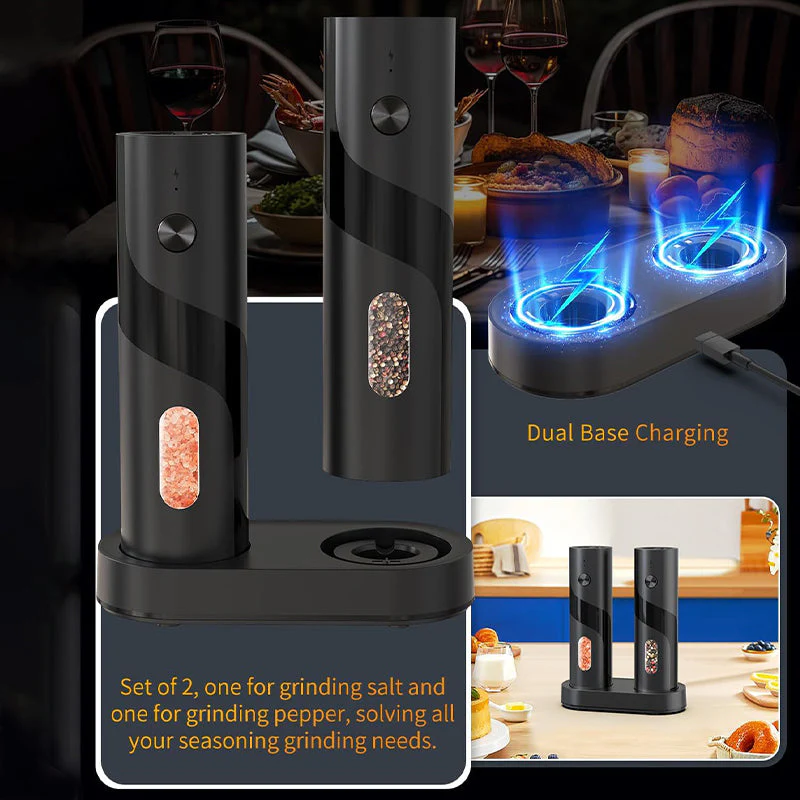 Sakerplus Electric Salt and Pepper Grinder Set with Charging Base - Image 12