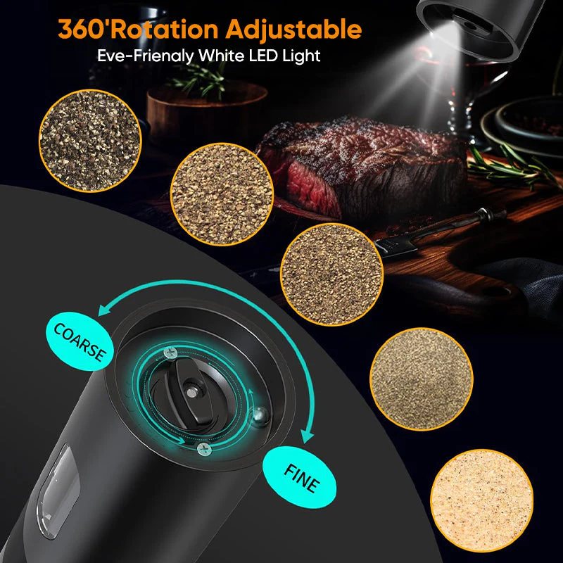 Sakerplus Electric Salt and Pepper Grinder Set with Charging Base - Image 13