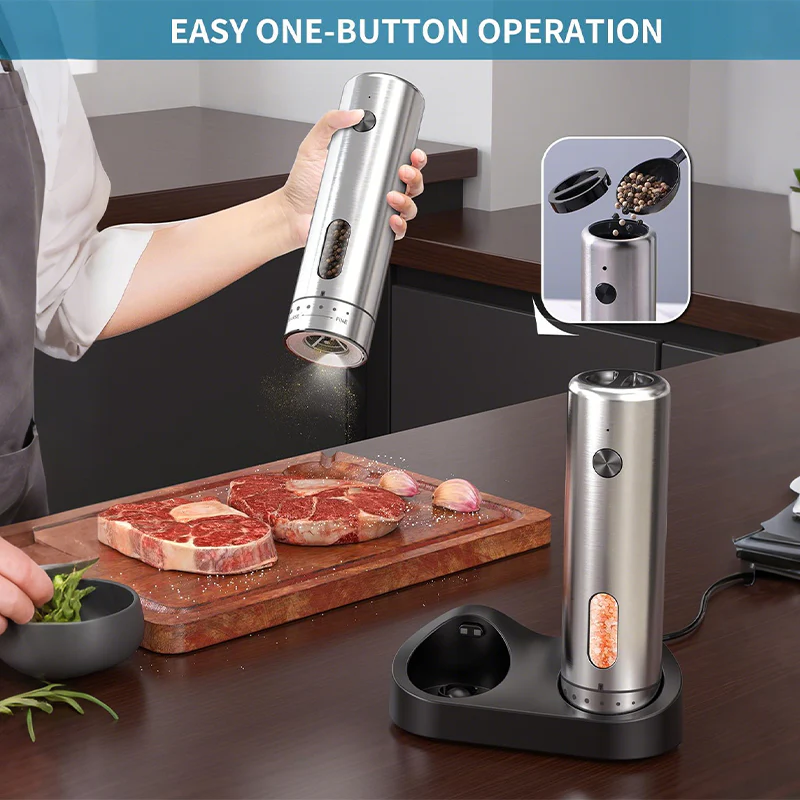 Sakerplus Electric Salt and Pepper Grinder Set with Charging Base - Image 8