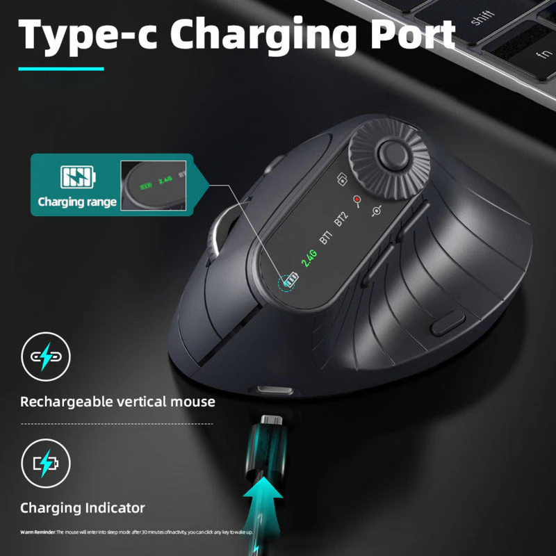 Sakerplus Ergonomic Triple-Connect Wireless Mouse - Image 8