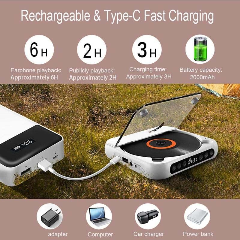Sakerplus Portable Bluetooth-compatible CD Player - Image 6