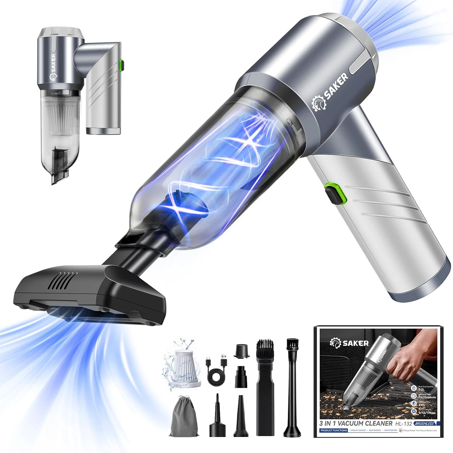 Sakerplus Portable Cordless Car Vacuum - Image 3