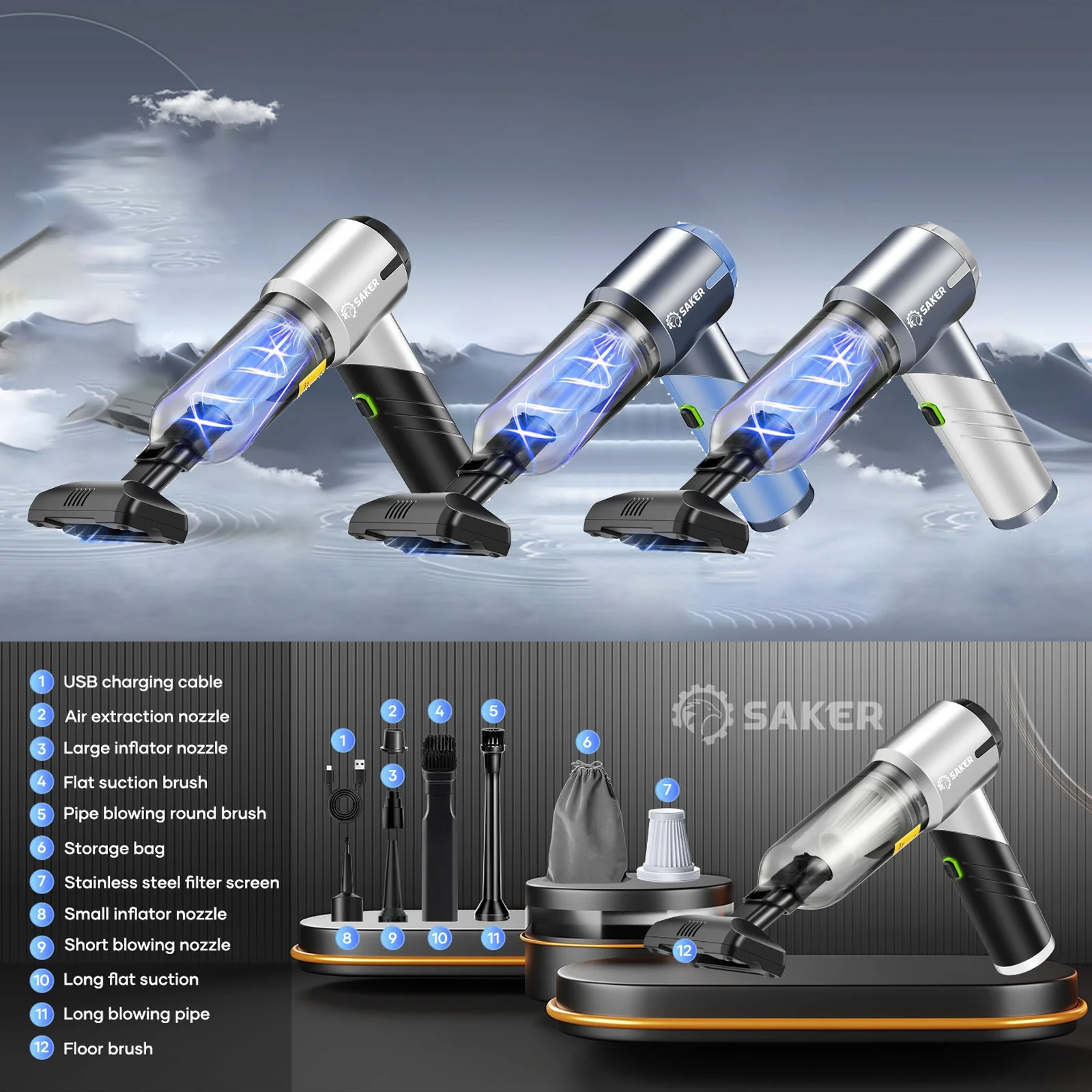 Sakerplus Portable Cordless Car Vacuum - Image 4