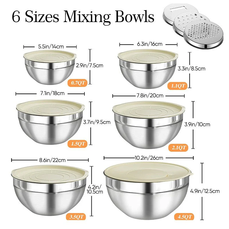 Sakerplus Stainless Steel Mixing Bowls Set - Image 10