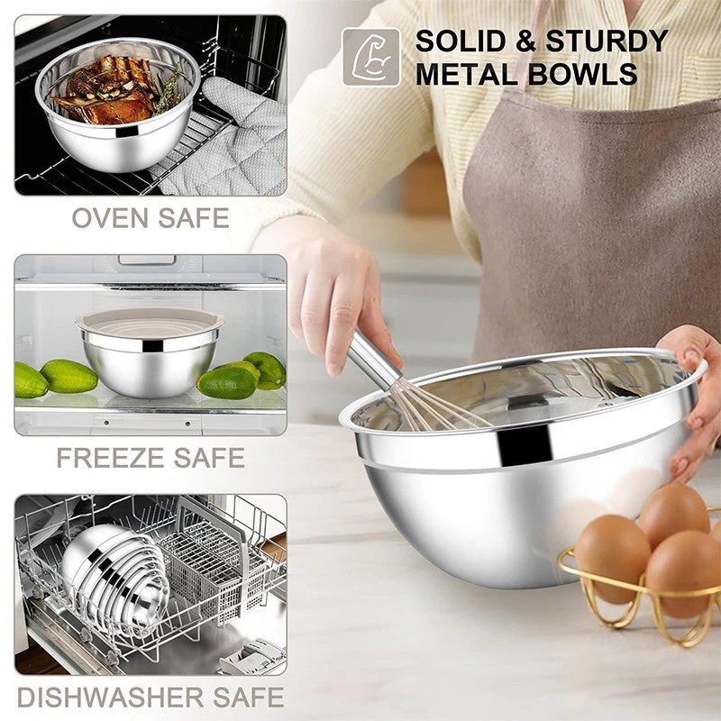 Sakerplus Stainless Steel Mixing Bowls Set - Image 8