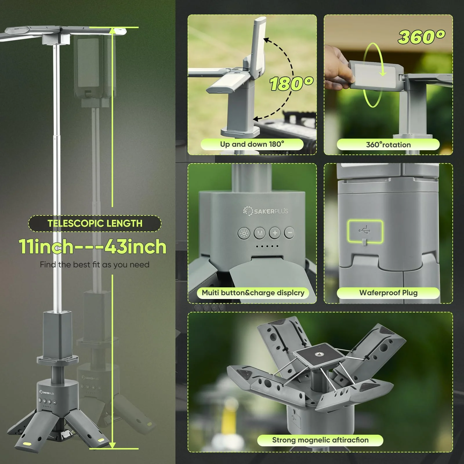 Sakerplus Telescopic Rechargeable Camping Lantern - Image 3