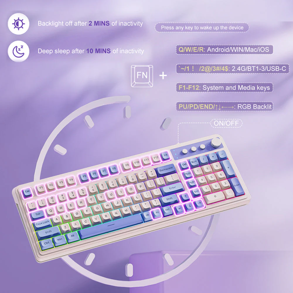 Sakerplus Tri-Mode RGB Gaming Keyboard - Image 9